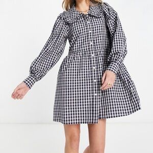 Levi’s Mira Plaid Ruffle Collar Cotton Smock Dress Sz XS